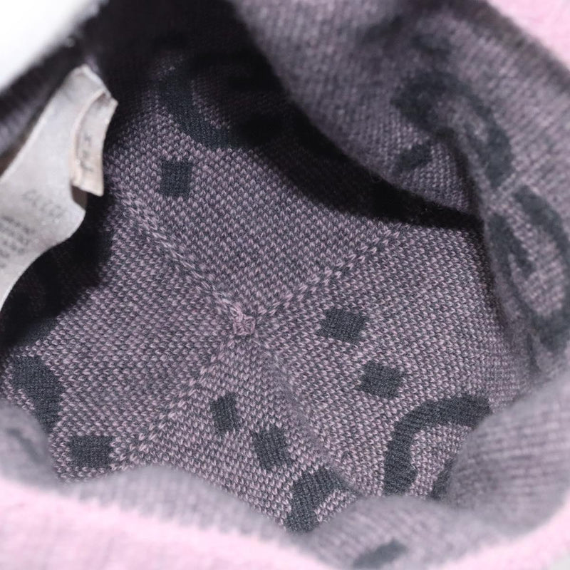 GUCCI GG Canvas Knitted Fabrics Cap Cashmere M Pink 676827 Auth am8353