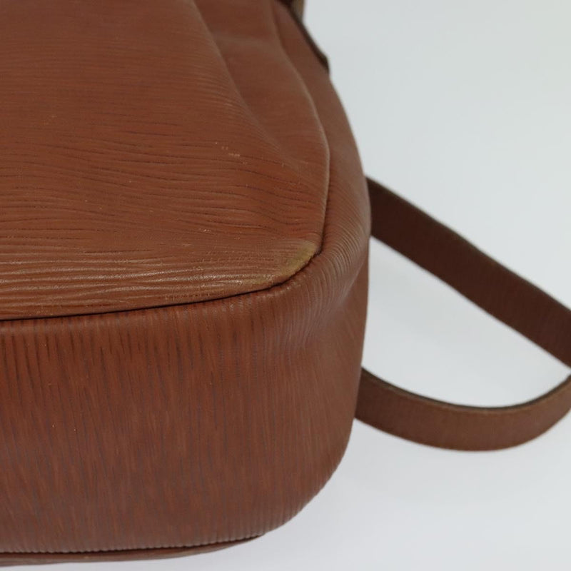 FENDI Shoulder Bag Leather Brown Gold Auth am8357