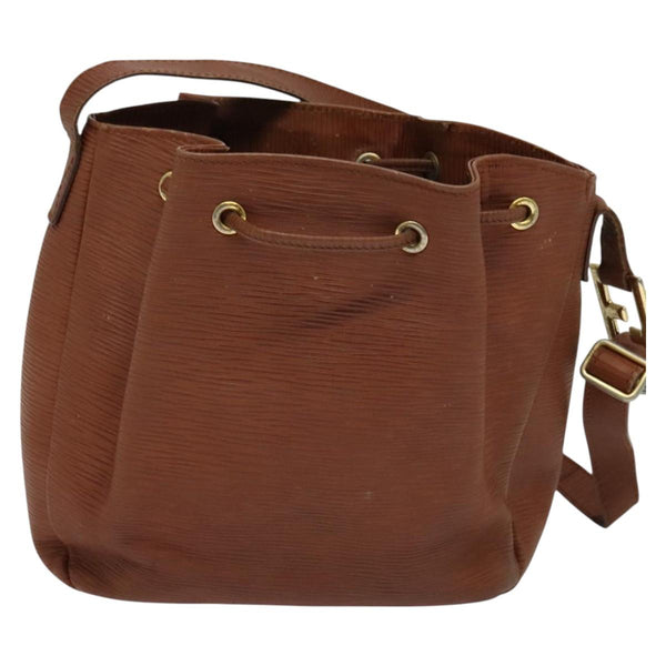 FENDI Shoulder Bag Leather Brown Gold Auth am8357