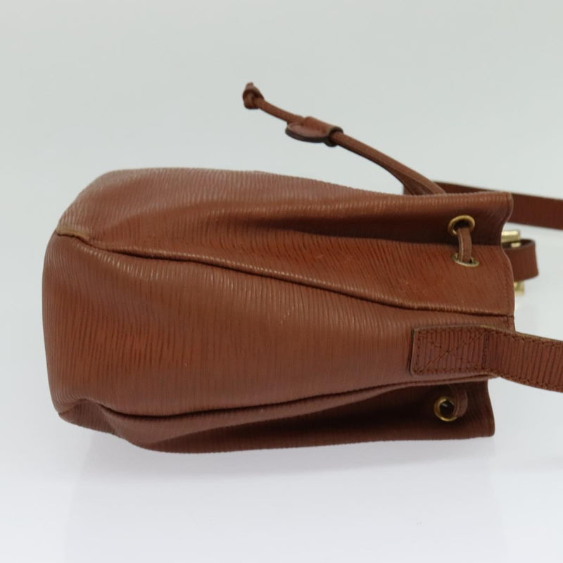 FENDI Shoulder Bag Leather Brown Gold Auth am8357