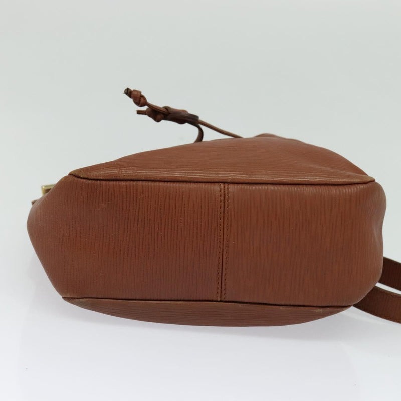 FENDI Shoulder Bag Leather Brown Gold Auth am8357