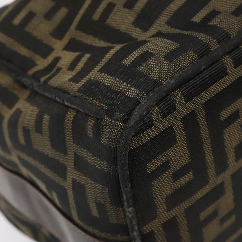 FENDI Zucca Canvas Hand Bag Black Brown Auth ar13415