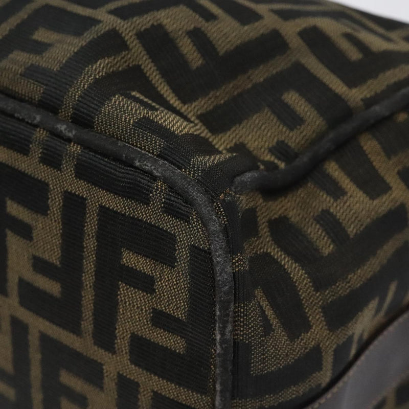 FENDI Zucca Canvas Hand Bag Black Brown Auth ar13415