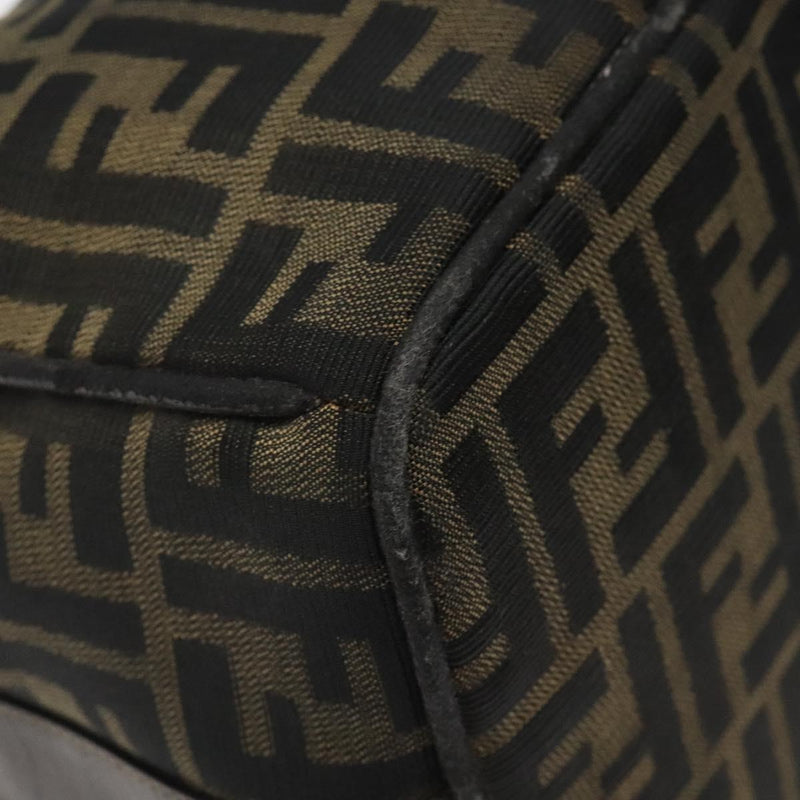 FENDI Zucca Canvas Hand Bag Black Brown Auth ar13415