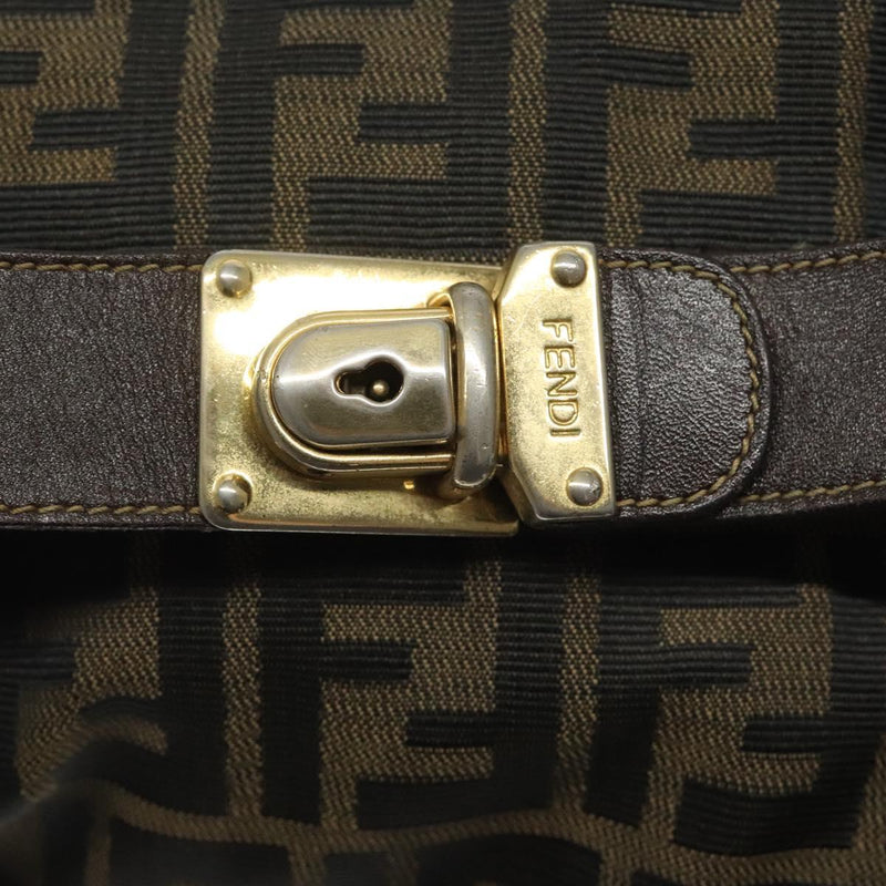 FENDI Zucca Canvas Hand Bag Black Brown Auth ar13415