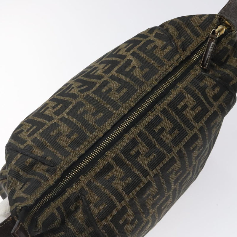 FENDI Zucca Canvas Hand Bag Black Brown Auth ar13415