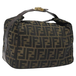FENDI Zucca Canvas Hand Bag Black Brown Auth ar13415
