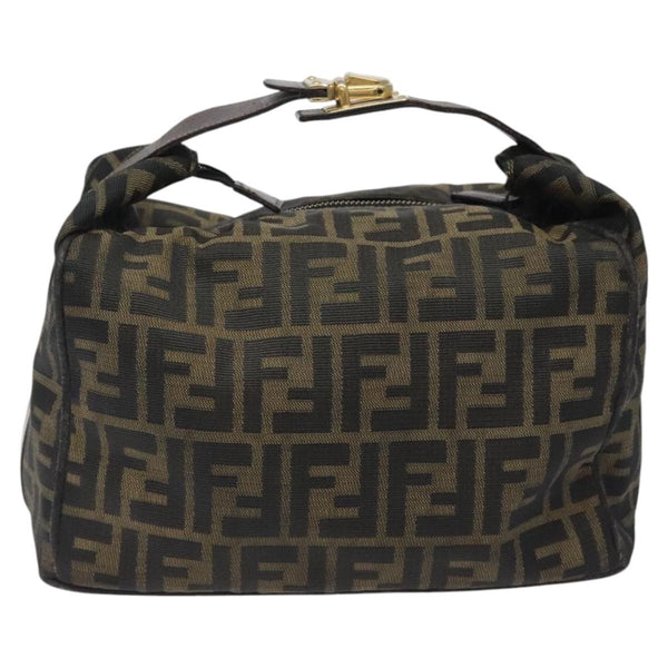 FENDI Zucca Canvas Hand Bag Black Brown Auth ar13415