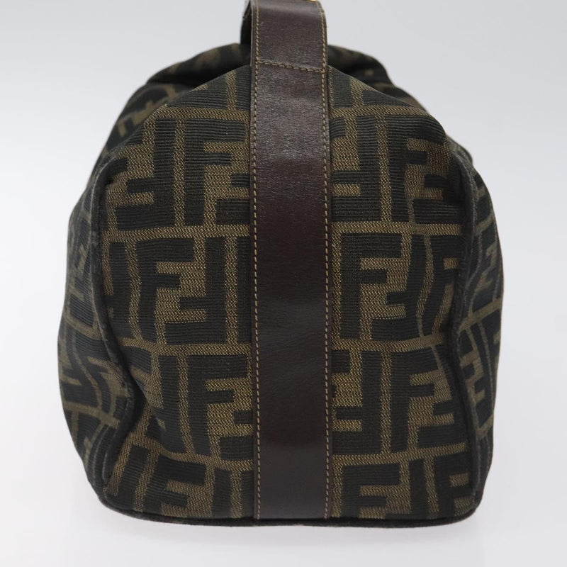 FENDI Zucca Canvas Hand Bag Black Brown Auth ar13415