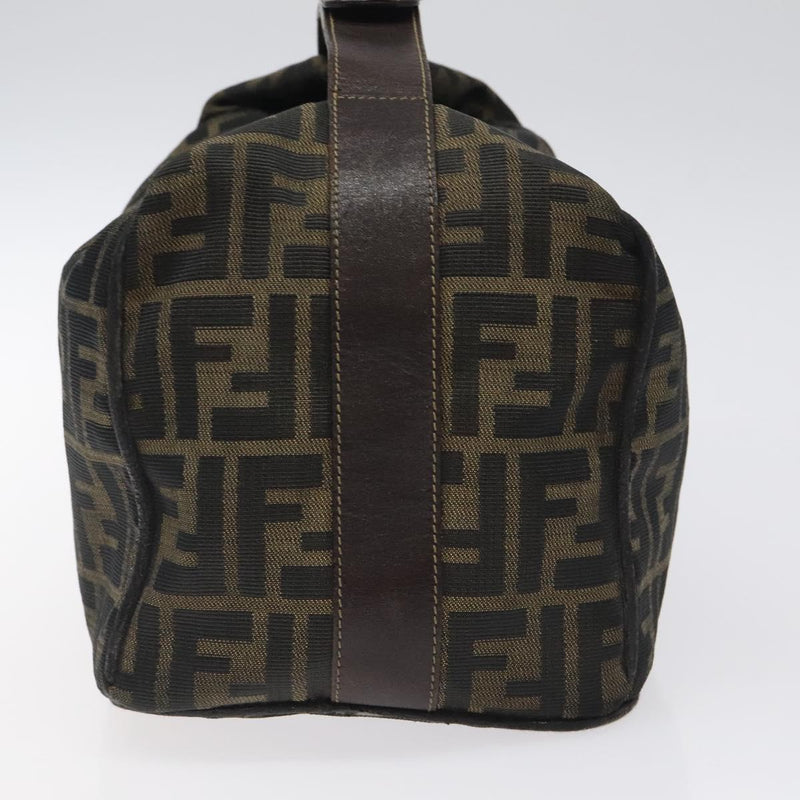 FENDI Zucca Canvas Hand Bag Black Brown Auth ar13415