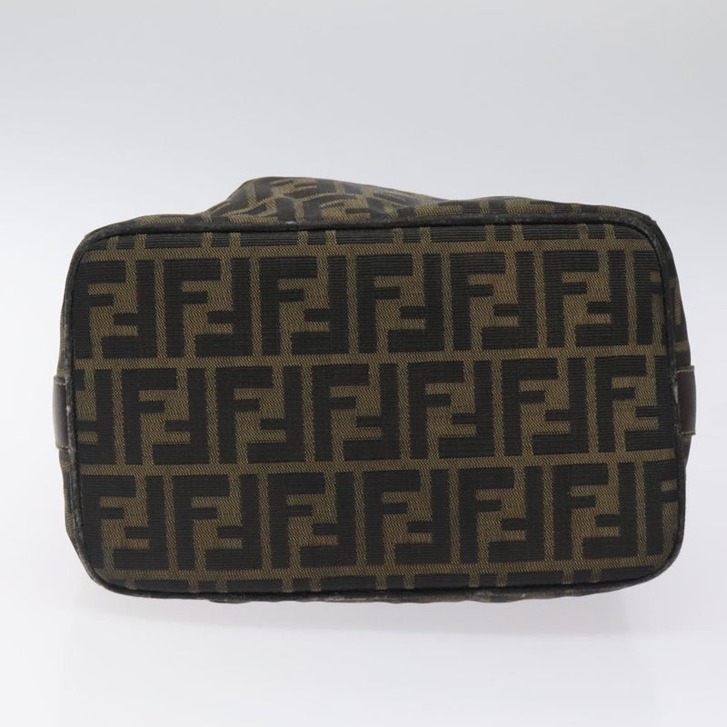 FENDI Zucca Canvas Hand Bag Black Brown Auth ar13415