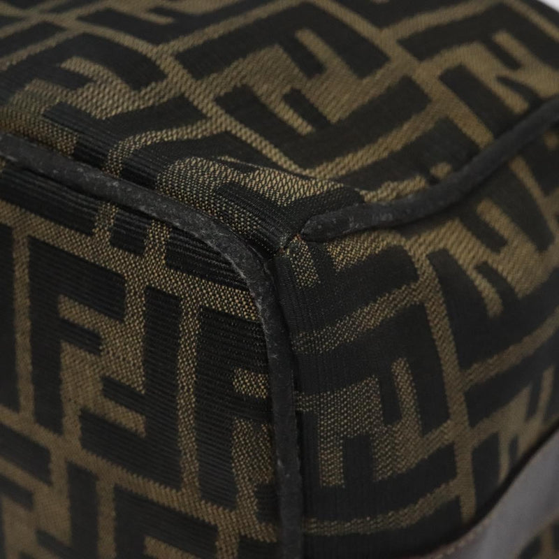 FENDI Zucca Canvas Hand Bag Black Brown Auth ar13415