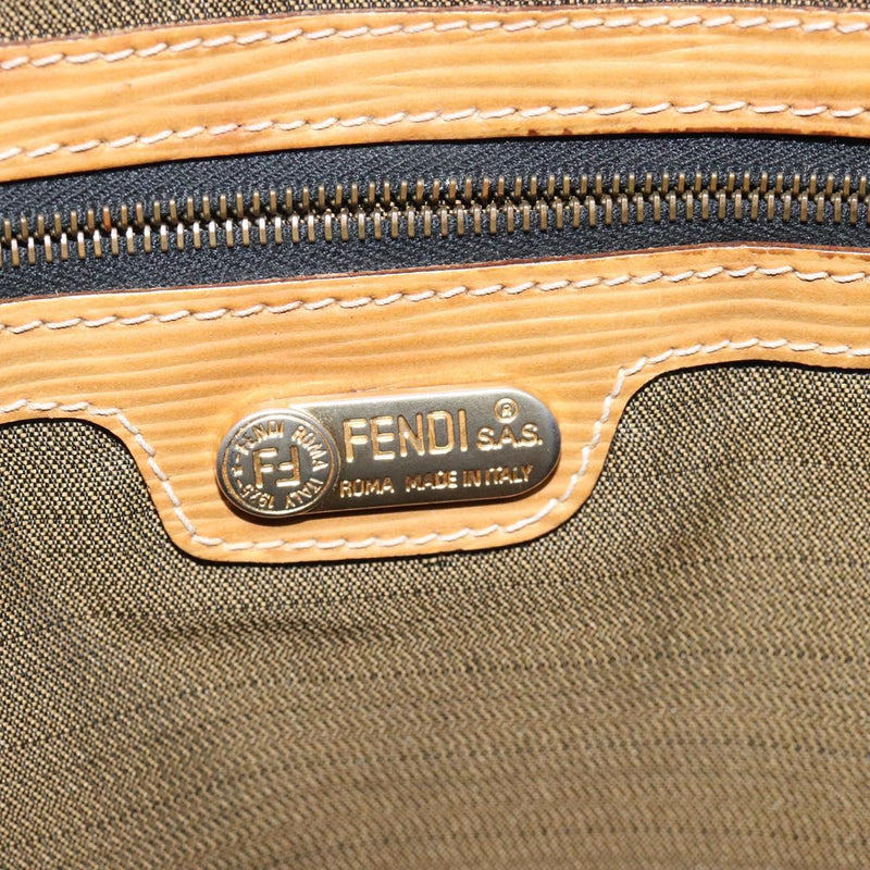 FENDI Zucca Canvas Hand Bag Black Brown gold Auth ar13475
