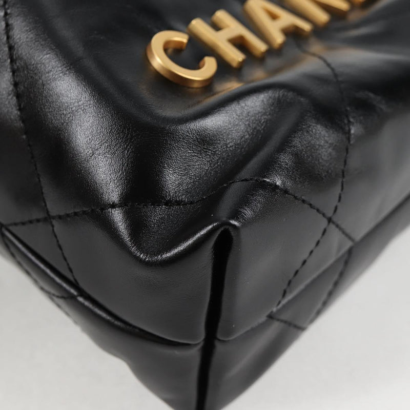 CHANEL Chanel 22 Small Matelasse Chain Bag Lamb Skin 2way Black Auth BA1050SAM