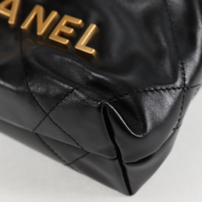 CHANEL Chanel 22 Small Matelasse Chain Bag Lamb Skin 2way Black Auth BA1050SAM