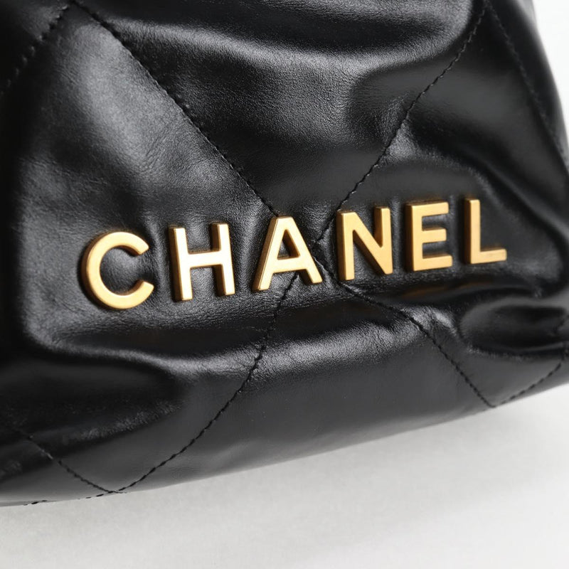 CHANEL Chanel 22 Small Matelasse Chain Bag Lamb Skin 2way Black Auth BA1050SAM