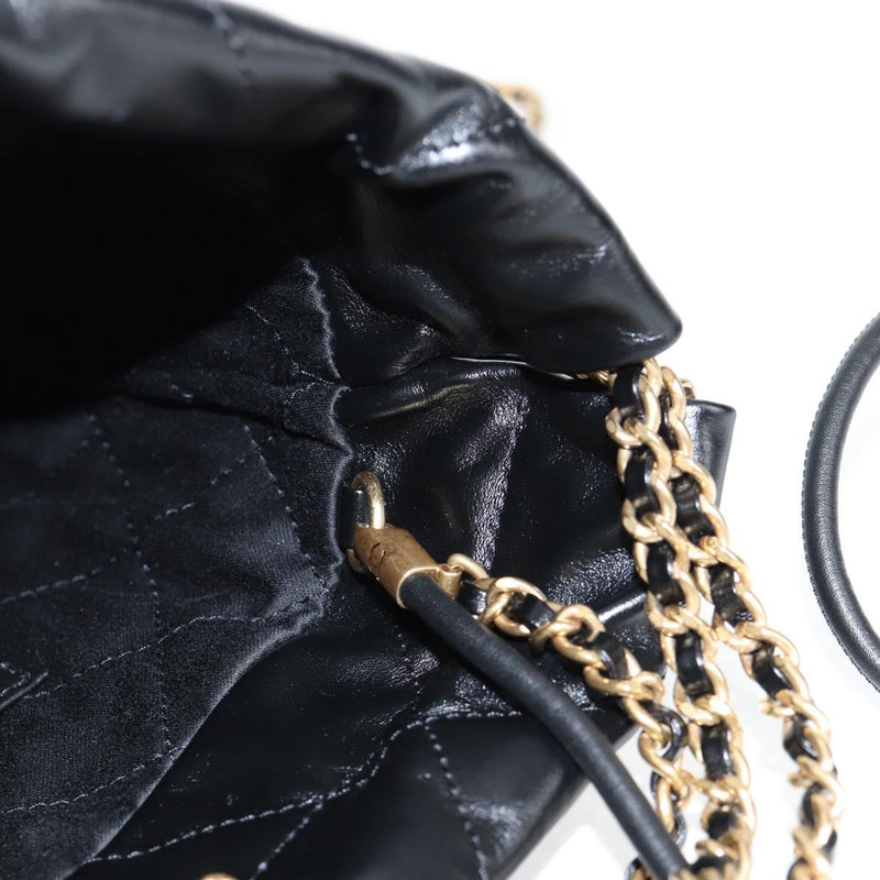 CHANEL Chanel 22 Small Matelasse Chain Bag Lamb Skin 2way Black Auth BA1050SAM