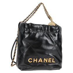 CHANEL Chanel 22 Small Matelasse Chain Bag Lamb Skin 2way Black Auth BA1050SAM