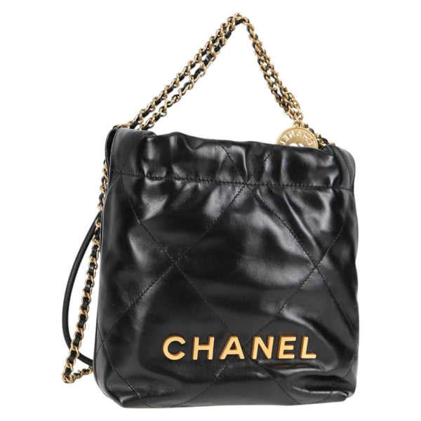 CHANEL Chanel 22 Small Matelasse Chain Bag Lamb Skin 2way Black Auth BA1050SAM