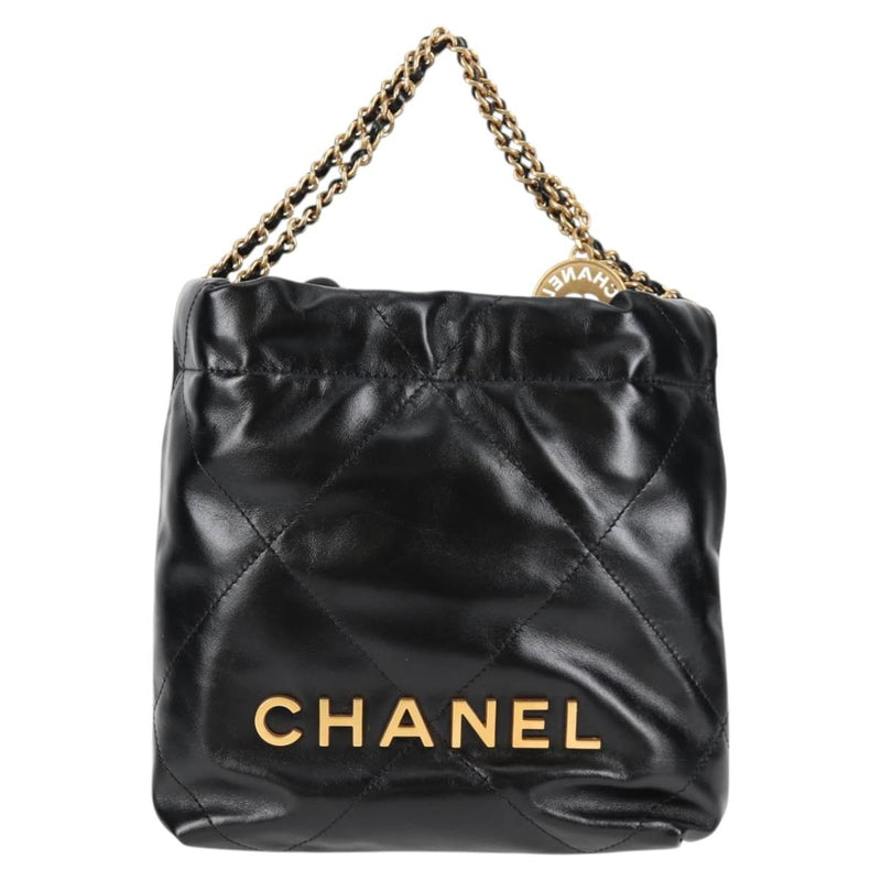 CHANEL Chanel 22 Small Matelasse Chain Bag Lamb Skin 2way Black Auth BA1050SAM
