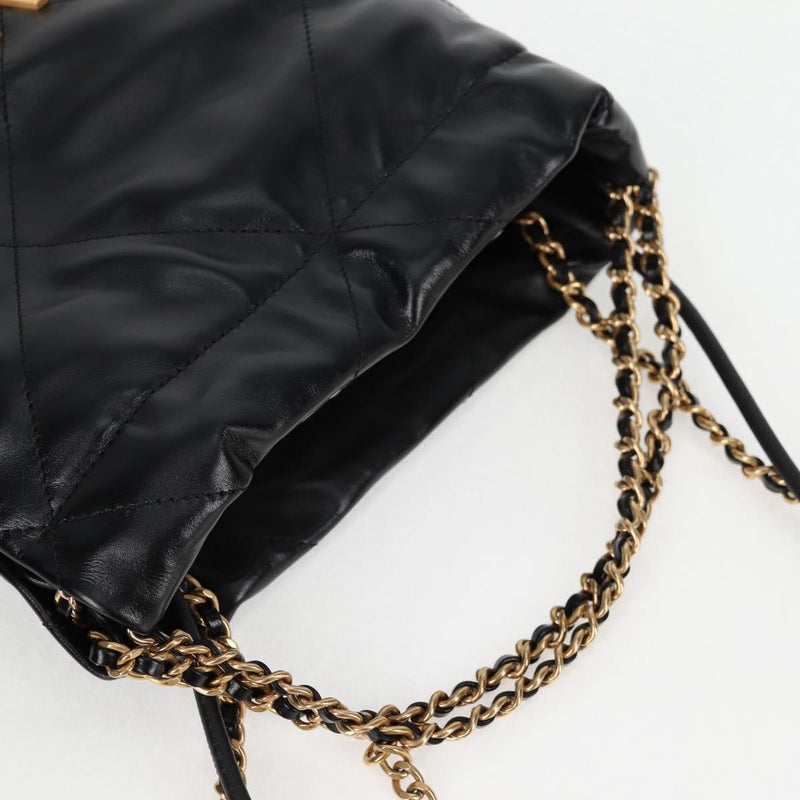CHANEL Chanel 22 Small Matelasse Chain Bag Lamb Skin 2way Black Auth BA1050SAM