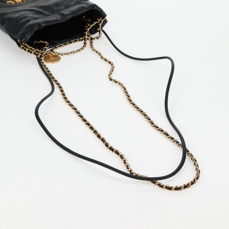 CHANEL Chanel 22 Small Matelasse Chain Bag Lamb Skin 2way Black Auth BA1050SAM