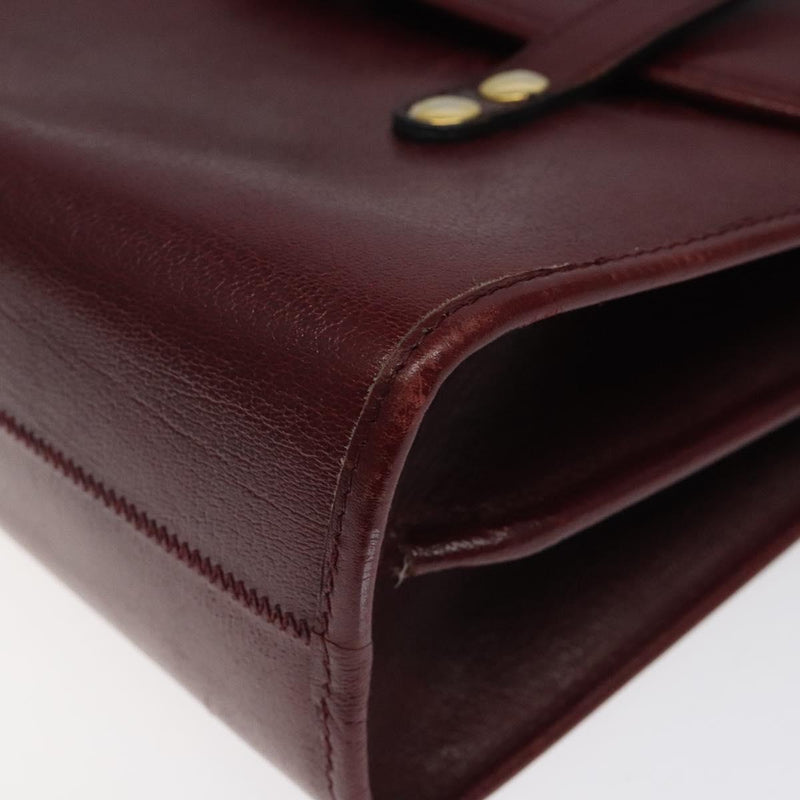 Christian Dior Hand Bag Leather Wine Red Gold Auth BA1154