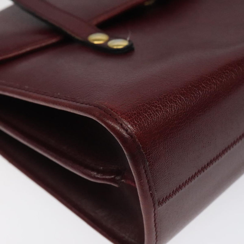 Christian Dior Hand Bag Leather Wine Red Gold Auth BA1154