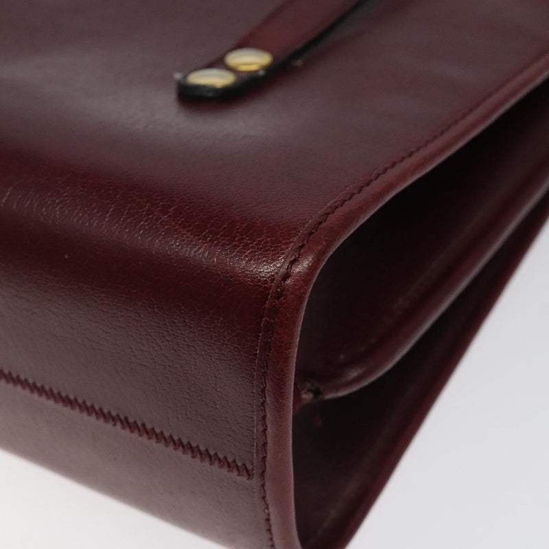 Christian Dior Hand Bag Leather Wine Red Gold Auth BA1154