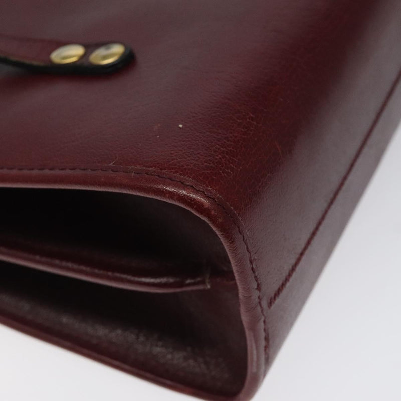 Christian Dior Hand Bag Leather Wine Red Gold Auth BA1154