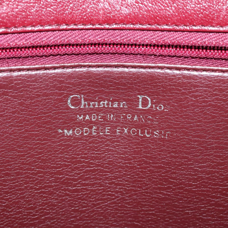Christian Dior Hand Bag Leather Wine Red Gold Auth BA1154
