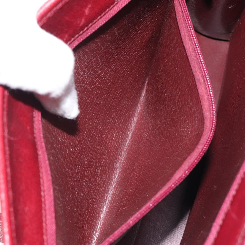 Christian Dior Hand Bag Leather Wine Red Gold Auth BA1154