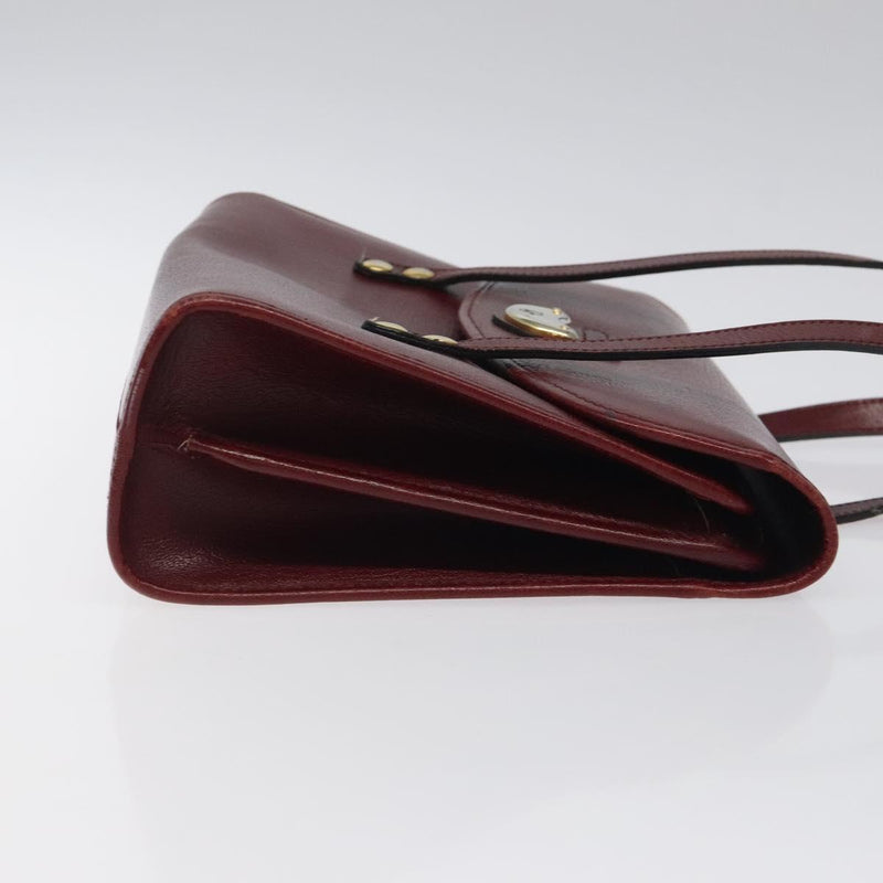 Christian Dior Hand Bag Leather Wine Red Gold Auth BA1154