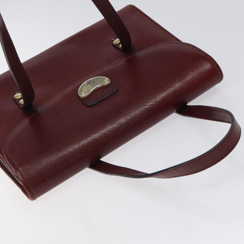 Christian Dior Hand Bag Leather Wine Red Gold Auth BA1154