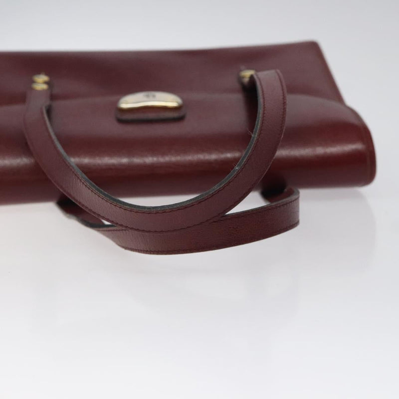 Christian Dior Hand Bag Leather Wine Red Gold Auth BA1154