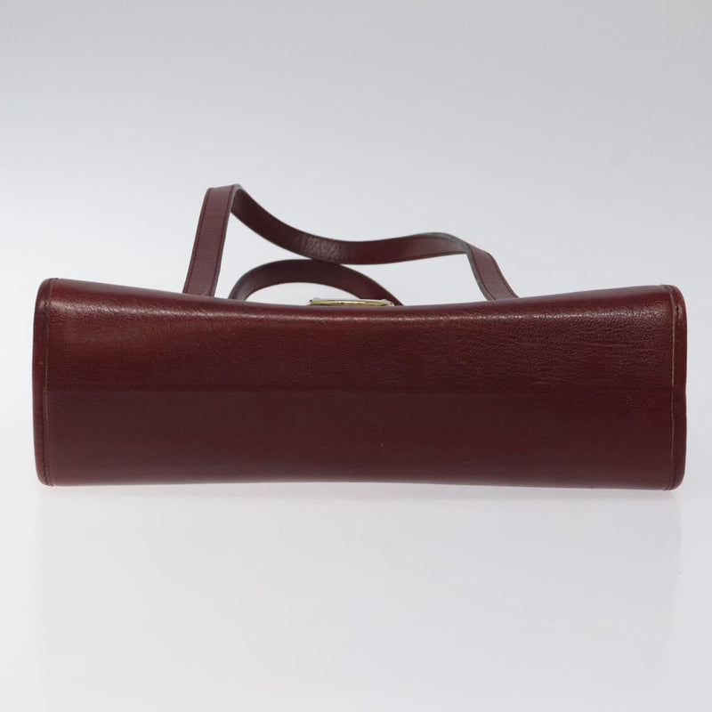 Christian Dior Hand Bag Leather Wine Red Gold Auth BA1154