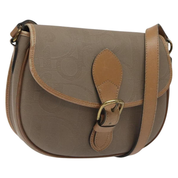 Christian Dior Trotter Canvas Shoulder Bag Beige Auth BA1174