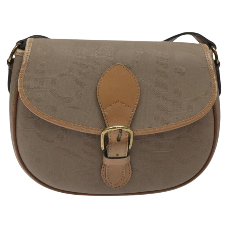 Christian Dior Trotter Canvas Shoulder Bag Beige Auth BA1174