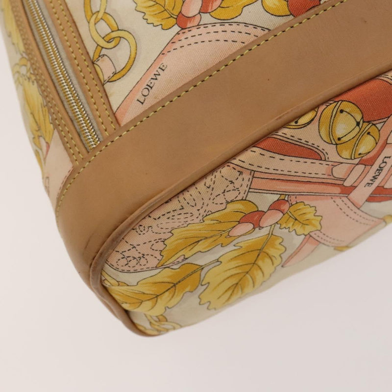 LOEWE Shoulder Bag Canvas Beige Gold Auth BA1186