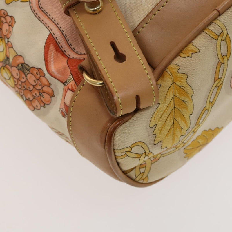 LOEWE Shoulder Bag Canvas Beige Gold Auth BA1186