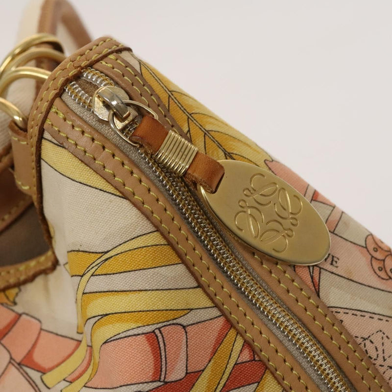 LOEWE Shoulder Bag Canvas Beige Gold Auth BA1186