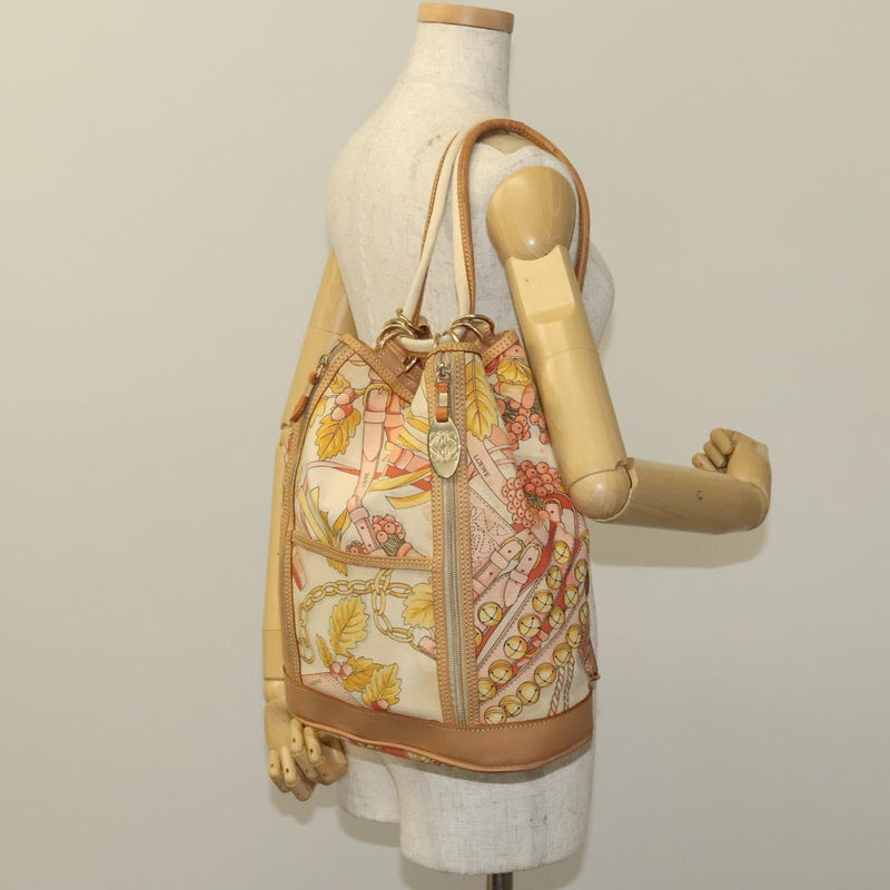LOEWE Shoulder Bag Canvas Beige Gold Auth BA1186