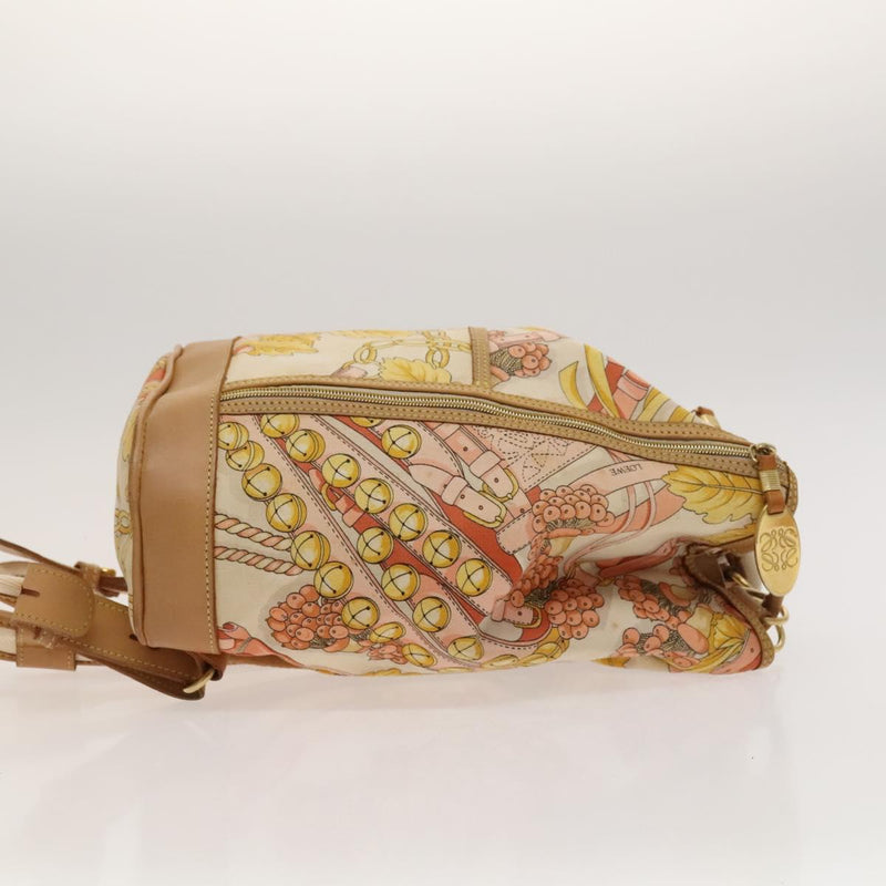 LOEWE Shoulder Bag Canvas Beige Gold Auth BA1186