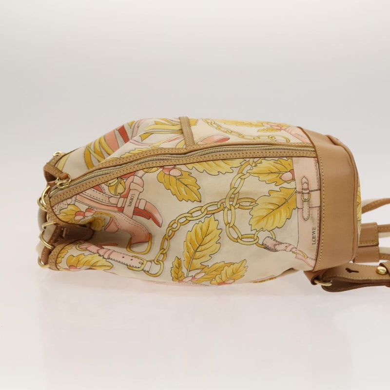 LOEWE Shoulder Bag Canvas Beige Gold Auth BA1186