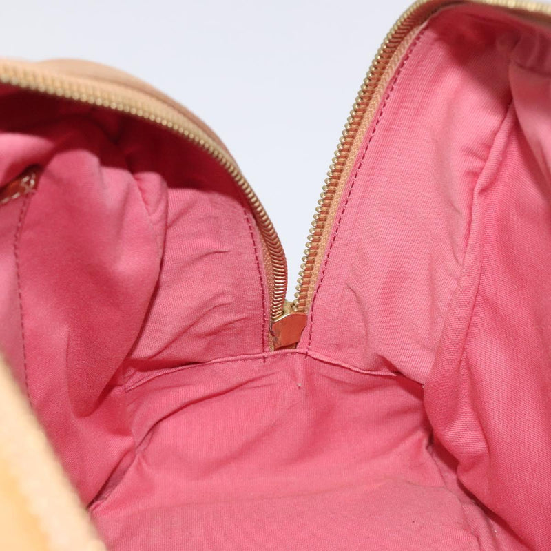 CELINE C Macadam Canvas Hand Bag Suede Pink Gold Auth BA1225