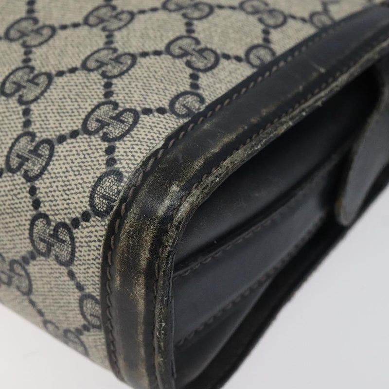 GUCCI GG Supreme Sherry Line Shoulder Bag PVC Navy Gold Auth BA1242