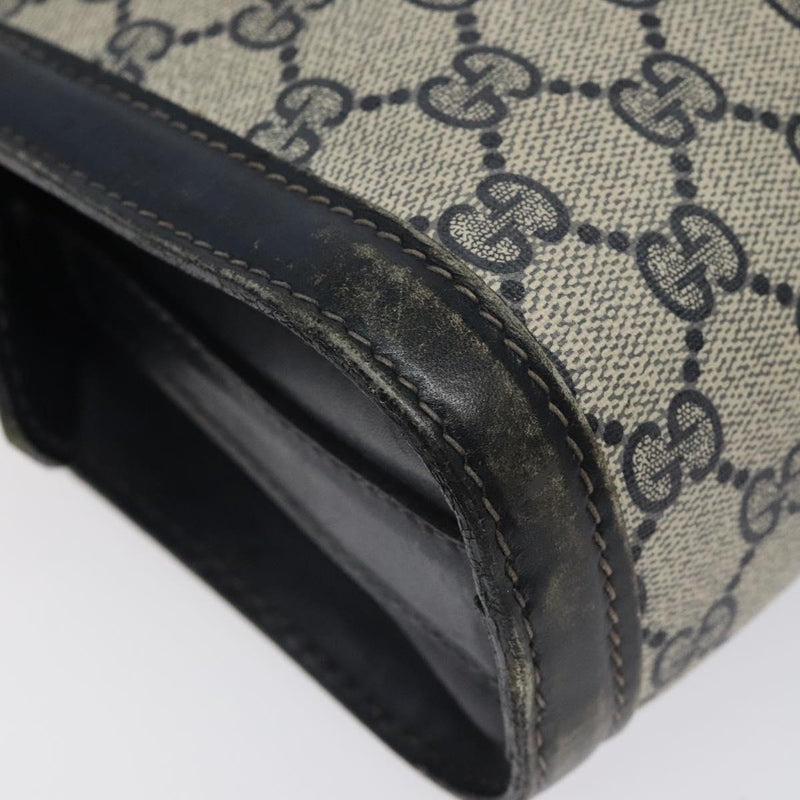 GUCCI GG Supreme Sherry Line Shoulder Bag PVC Navy Gold Auth BA1242