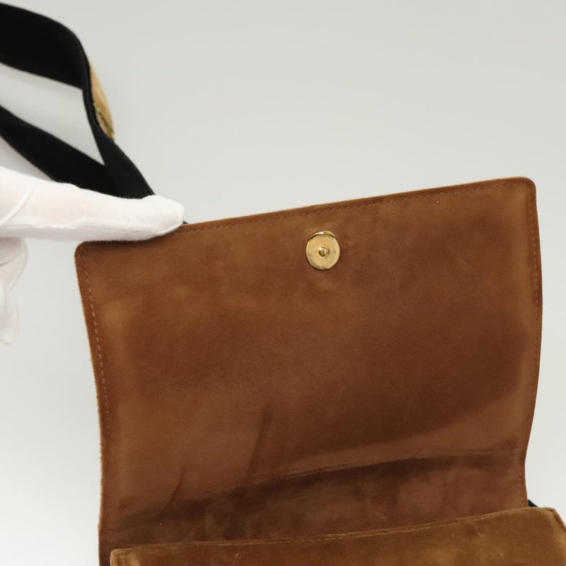 PRADA Shoulder Bag Velor Brown Gold Auth BA1261AM
