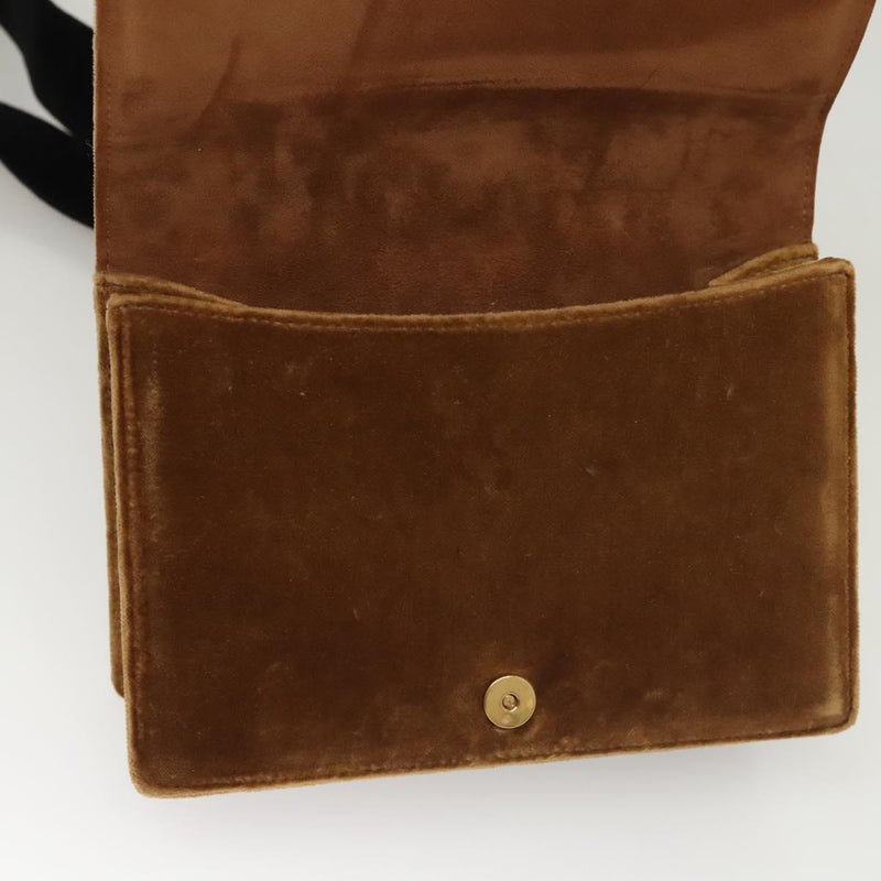PRADA Shoulder Bag Velor Brown Gold Auth BA1261AM