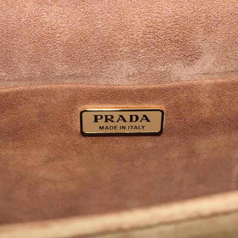 PRADA Shoulder Bag Velor Brown Gold Auth BA1261AM
